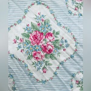 Avon 1988 34” square pink & blue floral polyester scarf EUC designed in Italy